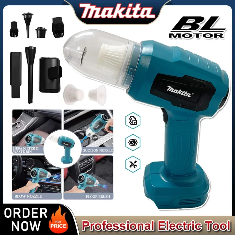 

Makita Strong Suction Mini Electric Vacuum Cleaner Wireless Handheld Home Cleaner Blower With 7 Nozzeles for 20V 18V Battery