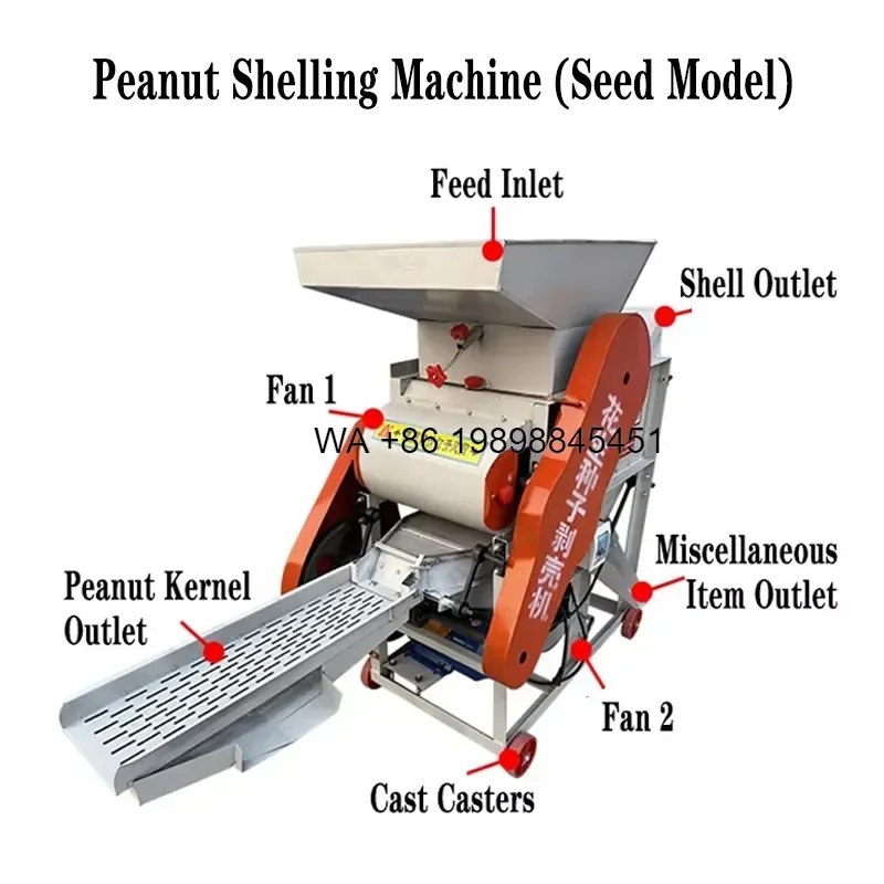 Wmwmnu High Efficiency Motorized Stainless Steel Peanut Shelling Automatic Shell Removal Separator 500kg/h Capacity