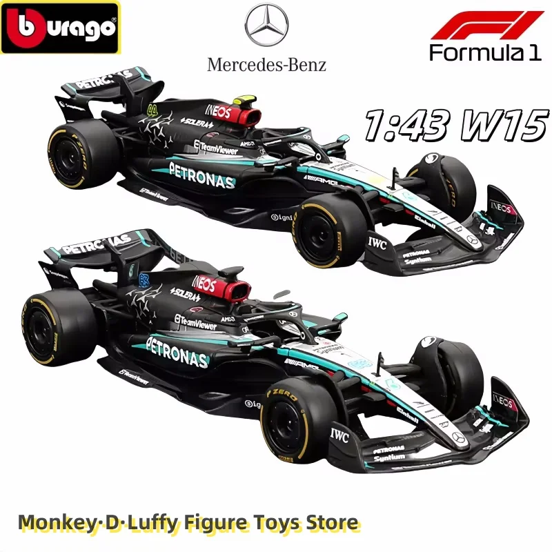 New Bburago 1:43 Mercedes-Amg F1 W15 Alloy Miniature Diecast Model Amg Petronas F1 W15 Team #44 #64 Alloy Car Model Toys