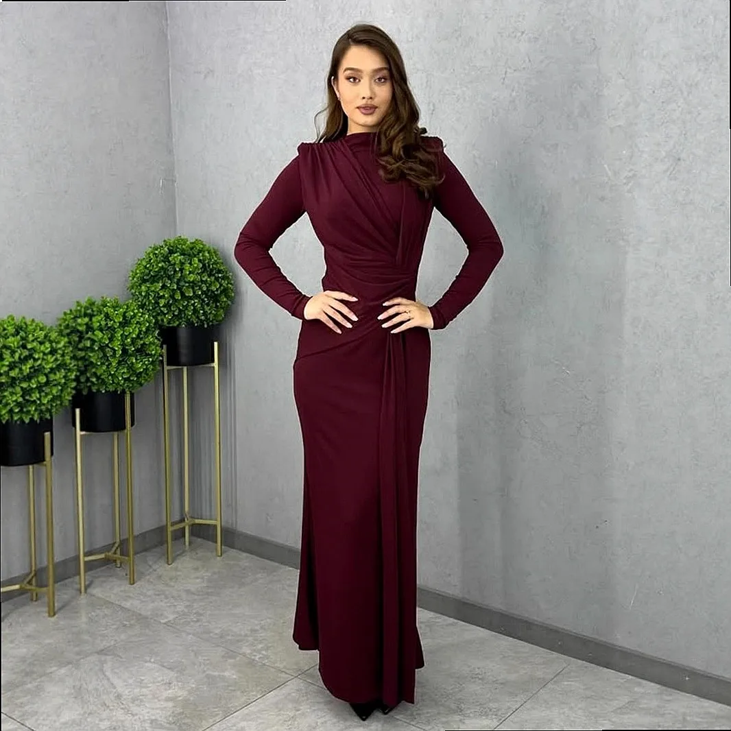 Women's Fall Dresses for Women Bodycon Pleated Slim Fit Midi Dress
