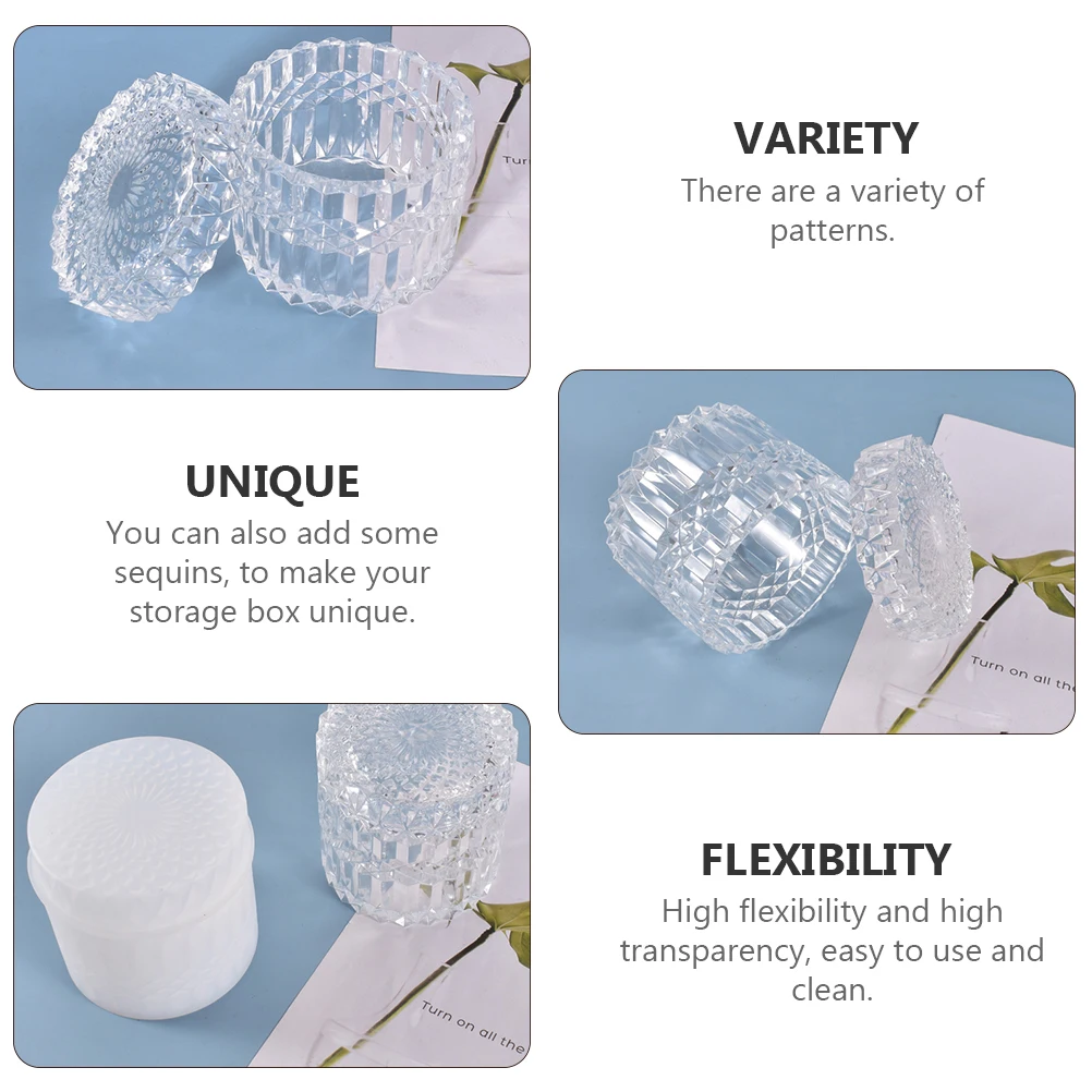 

Crystal Storage Tank 1Set DIY Silicone Mould Jewelry Case Transparent Resin Handmade Crafts Storage Box Mold Small Pot Casting