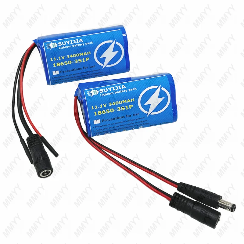 11.1V 3S1P 3400mAh Battery 18650 12V Lithium-ion Battery Pack with BMS for Backup Power Supply CCTV Cameras +12.6V 1A Charher