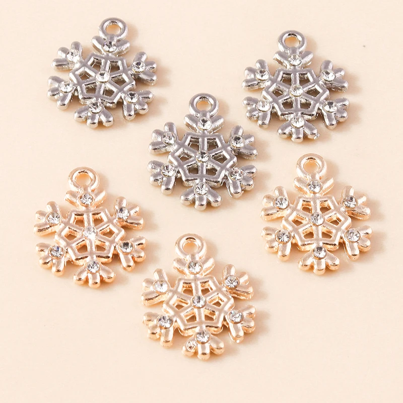 20 Stück 14 x 18 mm niedliche Legierung Weihnachten Schneeflocke Charms Anhänger für Schmuckherstellung Ohrringe Halsketten Armbänder DIY Bastelbedarf – Detail 5