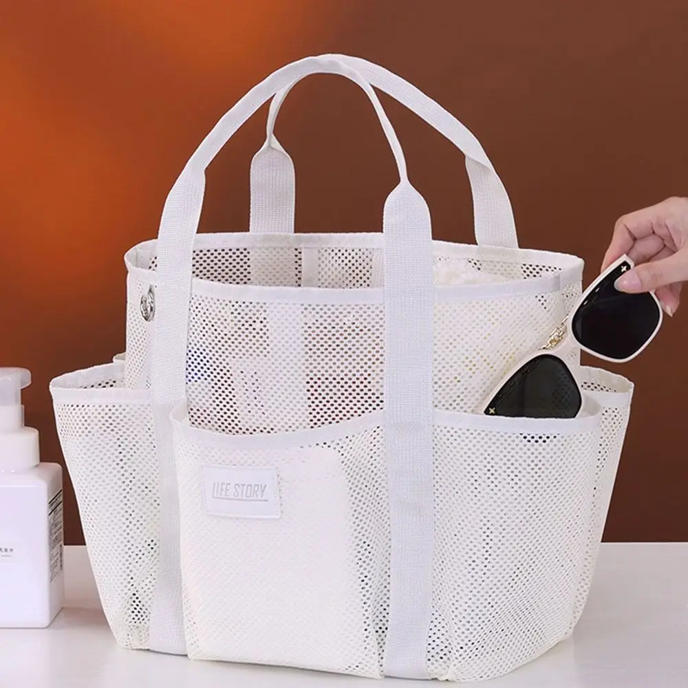 Multi Functional Pockets Mesh Beach Bag Multi-level Zoning Internal Compartments Toiletry Organizer Large Capacity