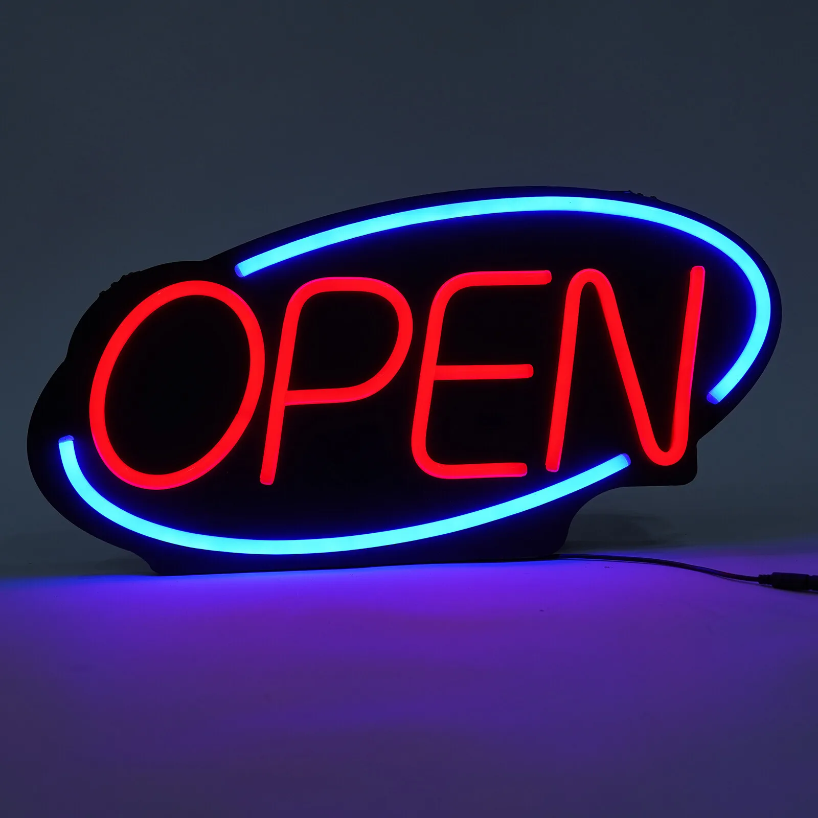 Insegna aperta al neon a LED da 24 pollici 110V Luminosità montata a parete regolabile 60x30 cm Luce per ore aziendali per negozio Cafe Bar