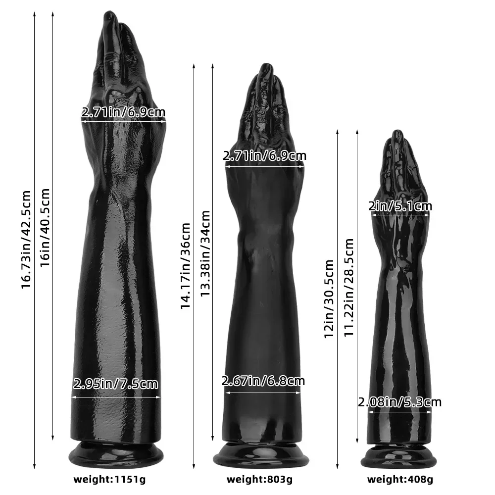 Three Sizes Black Color Extra Large Prosthetic Arm Alien PVC Dildos Soft Fisting Anal Butt Plugs Adult Sex Toys For Lesbian Gays