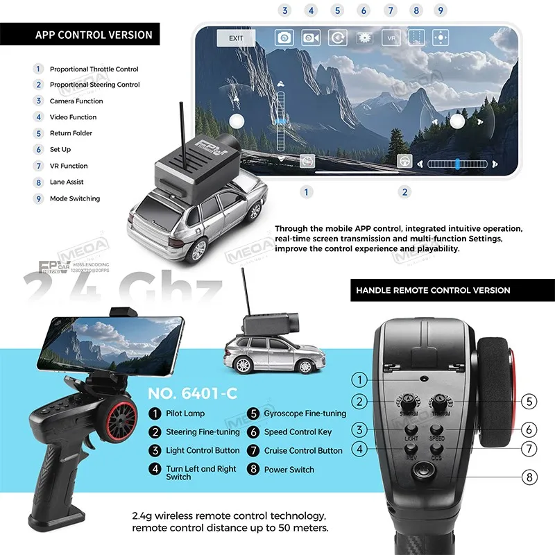 Wltoys 6401-C 1/64 FPV Mini RC Car & Runway Mats 2.4GHz Primeira Pessoa Vista Giroscópio Carro de Controle Remoto com Câmera HD Brinquedo de Corrida