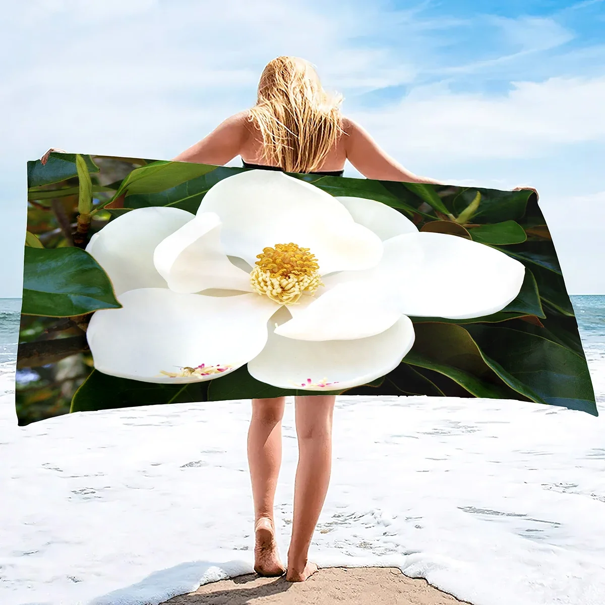 Magnolia Flower Beach Towel Sand Free Microfiber Towels for Beach Quick Dry Pool Towel Blanket Beach Towels for Adults Kids