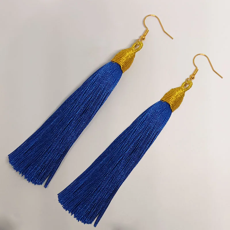 Handmade Tassel Earrings Trendy Bohemian Orange Colorful Long Dangles Vintage Tassel Earrings Women Jewelry