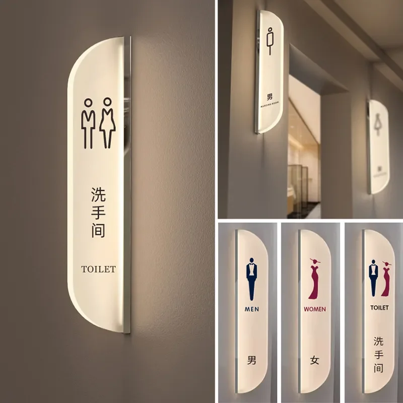 Luxury Hotel Bathroom Double Sided LED Sign Luminous Logo Light Box for Room Entrance Foot Bath Shop Beauty Salon Decor