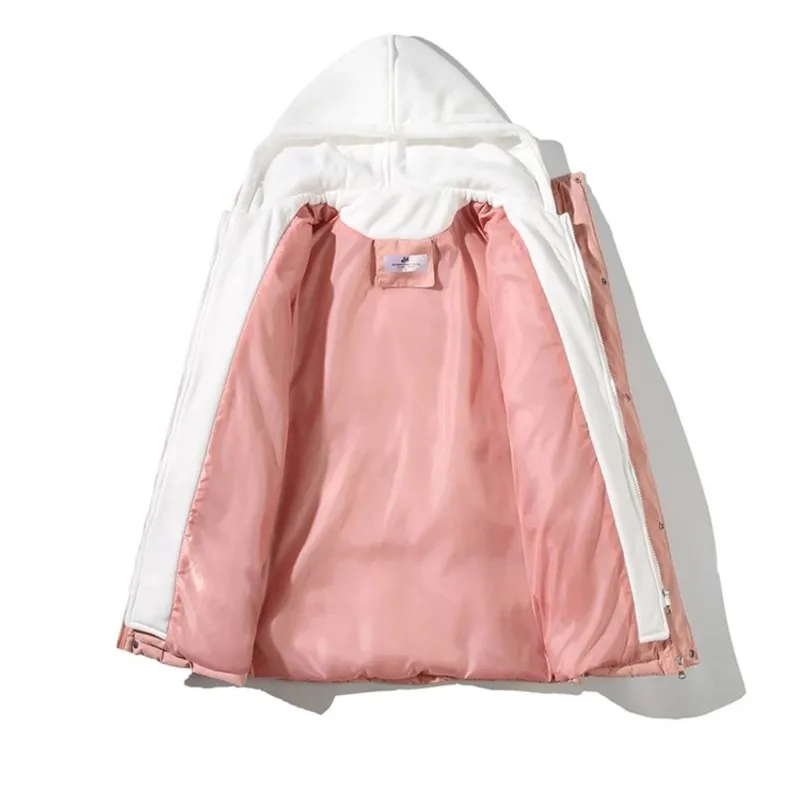 Giacca casual oversize da donna in piumino di cotone imbottito 2025 Nuovo Aurumn Winter Spessore caldo falso in due pezzi con cappuccio Capispalla