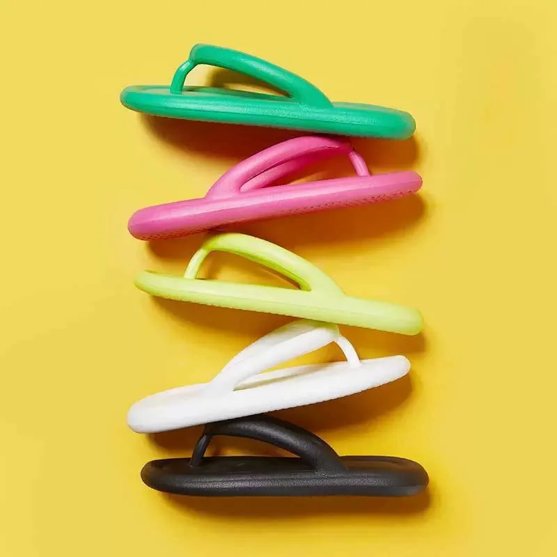 Summer Candy Colors Flip Flops Beach  Soft Bottom Flat Slippers Women Men Outdoor Comfy Non Slip Flat Slide Sandals  Shoes