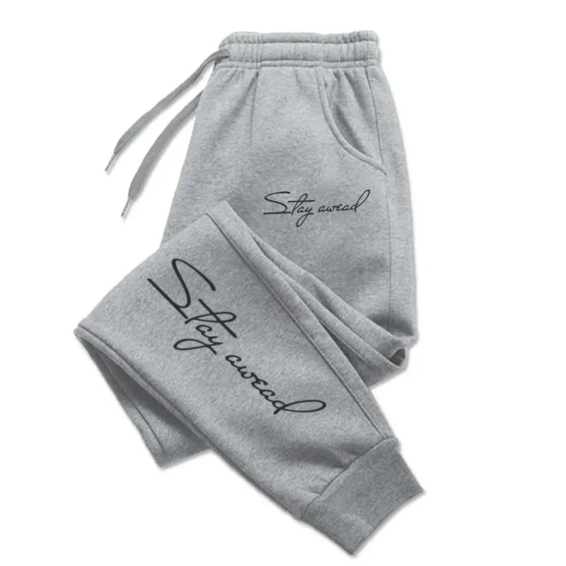 

Stay Awead Letter Prints Clothes Woman Casual Pocket Couple Sweatpants Jogging Pants Drawstring Trouser Fleece Warm Tracksuit