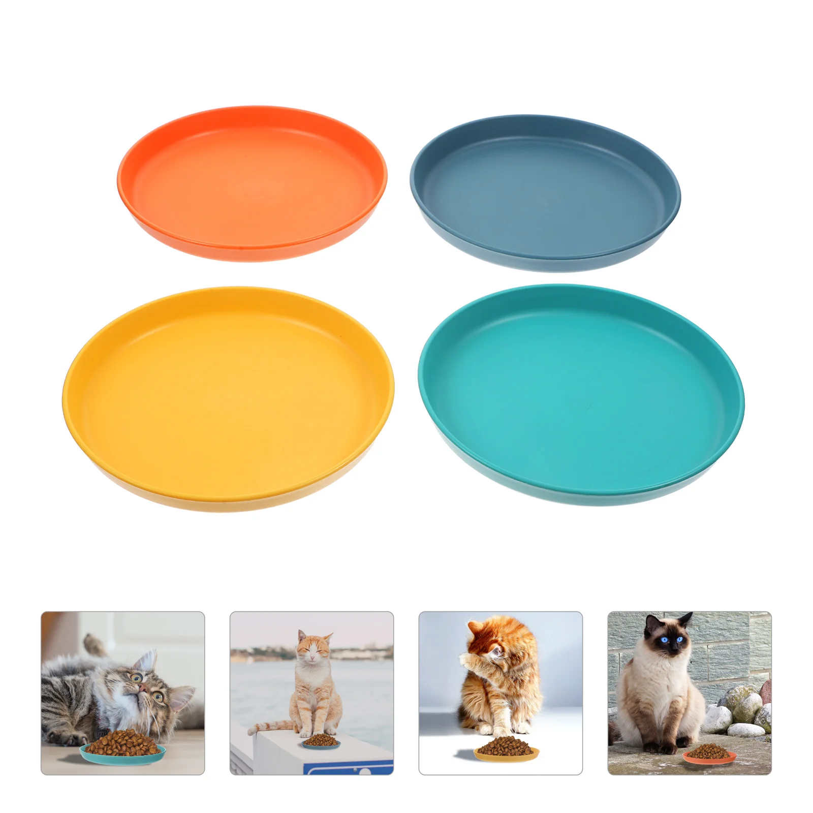 

4 Pcs Fatigue-relieving Cat Bowl for Cats Food Mat Kittens Heart Feeding Plate Treats Bowls Round