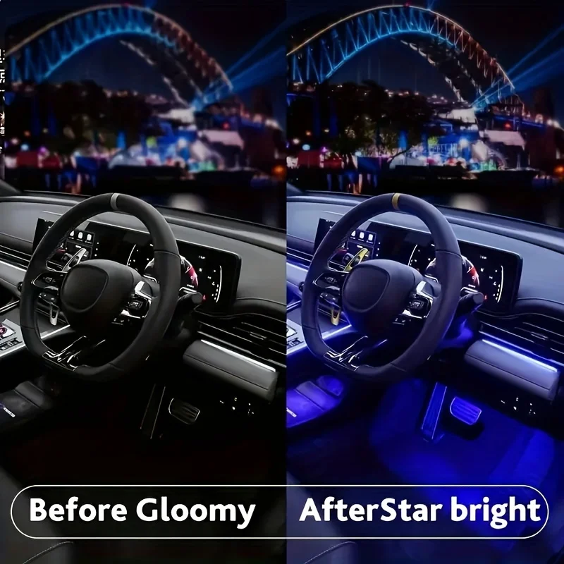 

Universal Car Interior RGB LED Ambient Mood Strip Light 48 Colors APP Remote Control DIY Decorative Lamp Kit for Auto Vehicles