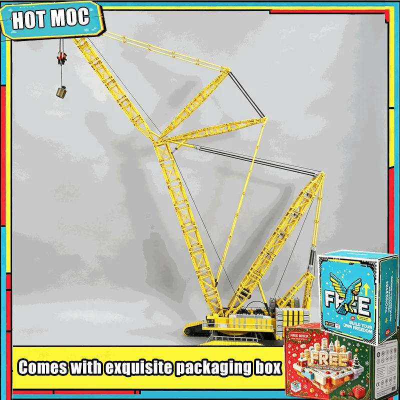 8584PCS MOC Yellow Heavy Duty Crawler Crane Building Blocks Giant Construction Vehicle Model Creative Assembly Educational Gift