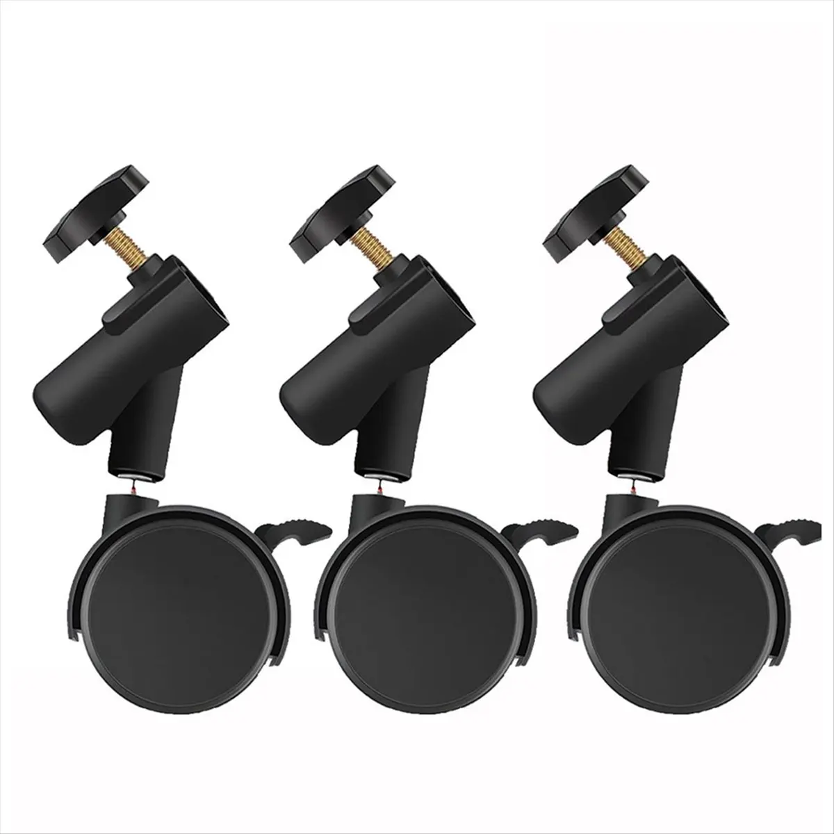 DT75BG 3pcs Flexible Swivel Casters Wheels with 19mm Diameter Mounting Holes for Photography Light Stand Tripod Wheels