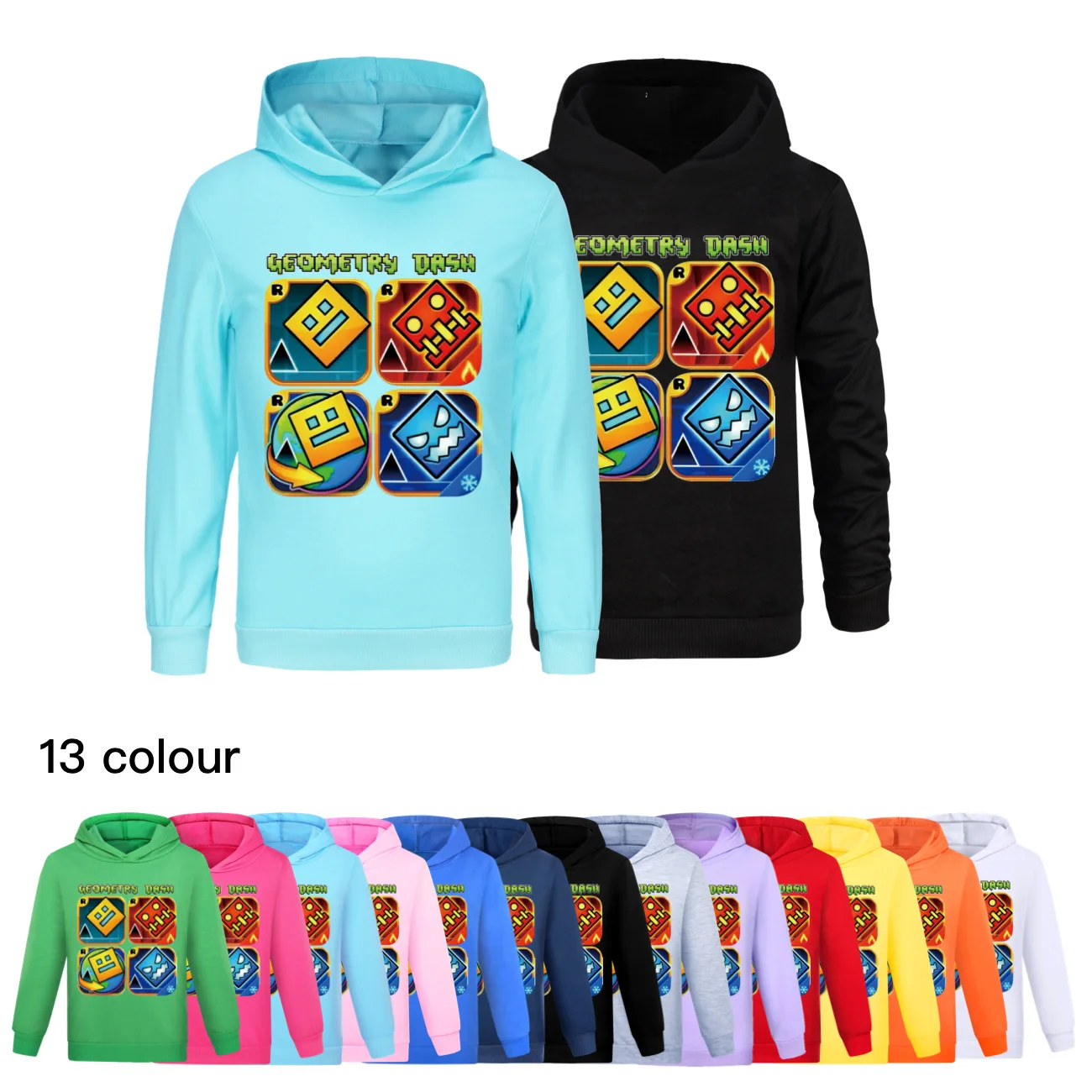 

New Game Geometry Dash Hoodie Kids Cartoon Hooded Sweatshirts Baby Boys Clothes Toddler Girls Outerwear Children Fashion Sweater