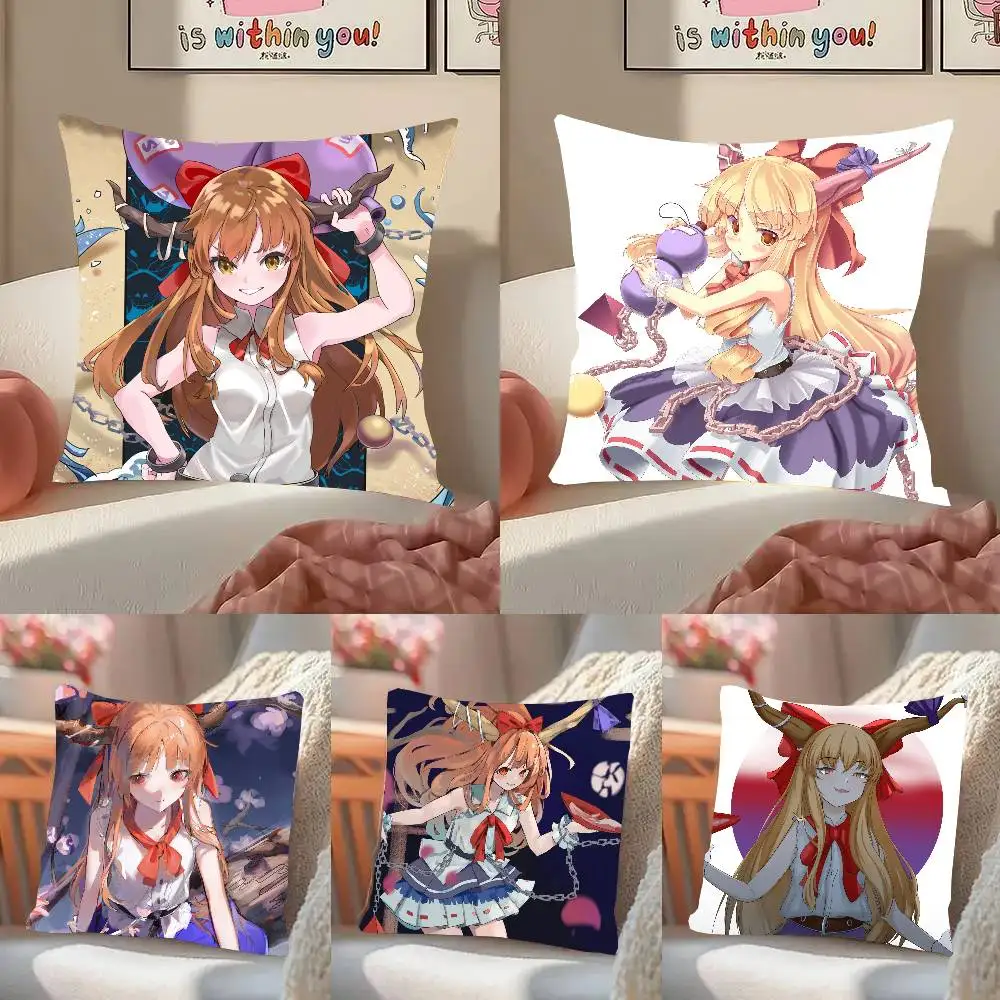 Suika Ibuki Anime T-Touhou Project Pillow Case Fashion Square Pillowcase Bedroom Sofa Room Ins Decoration Leisure