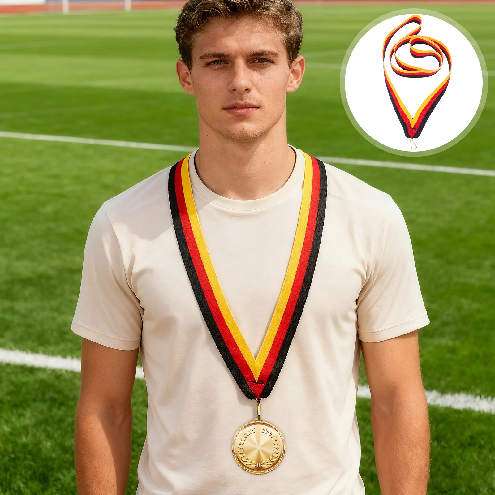 

30Pcs Medal Lanyards Award Ribbons Soft Polyester Neck Straps Competition Sports Meeting Student Id Badge Safe Clip