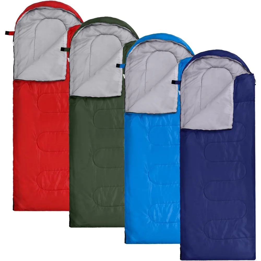 4 Uds. Sacos de dormir para acampar de 0 grados a granel para adultos, sacos de dormir para clima frío y cálido de 4 estaciones con saco de compresión ligero