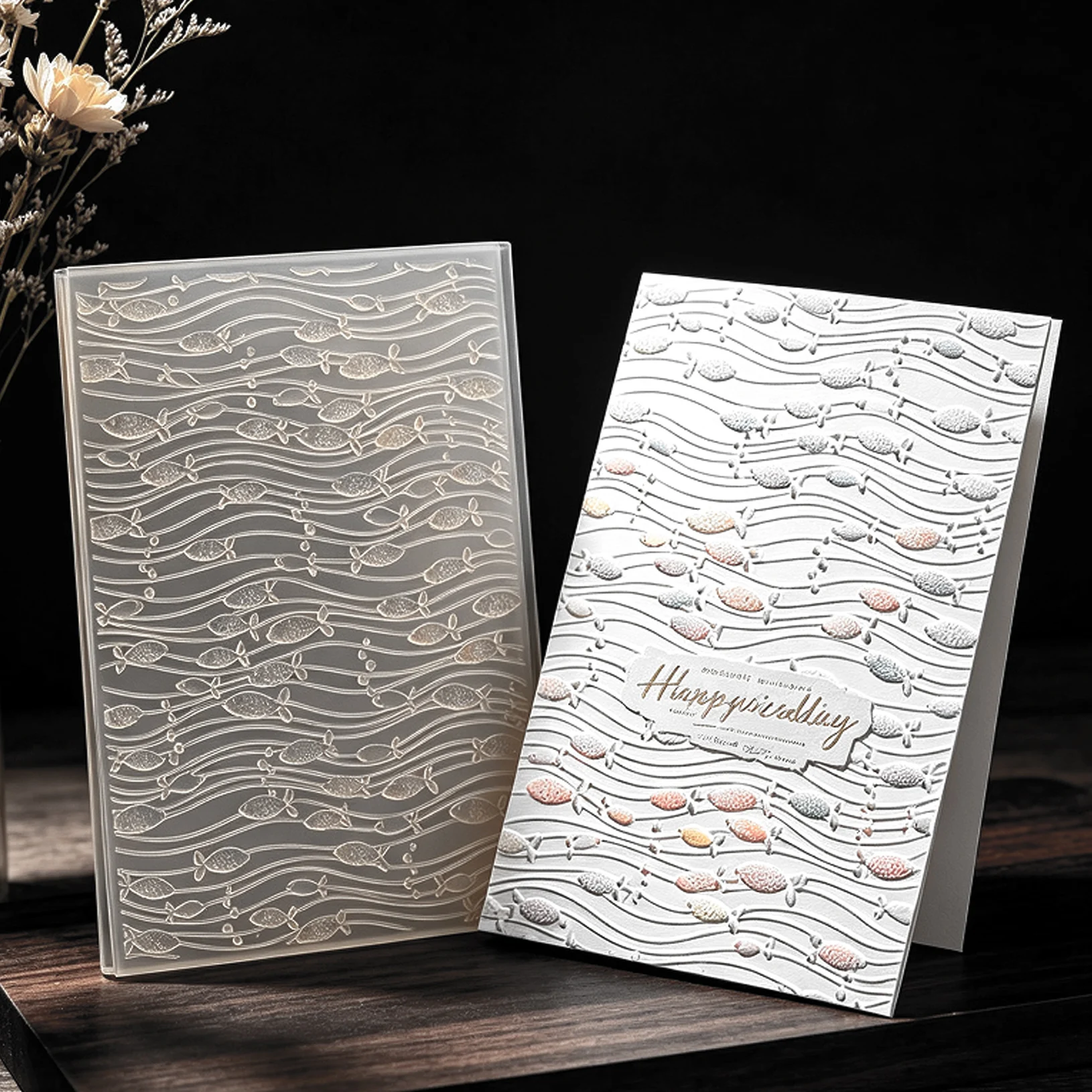 Handmade card embossing tool, water ripple candy shape pattern design, embossed board, cardboard embossing mold
