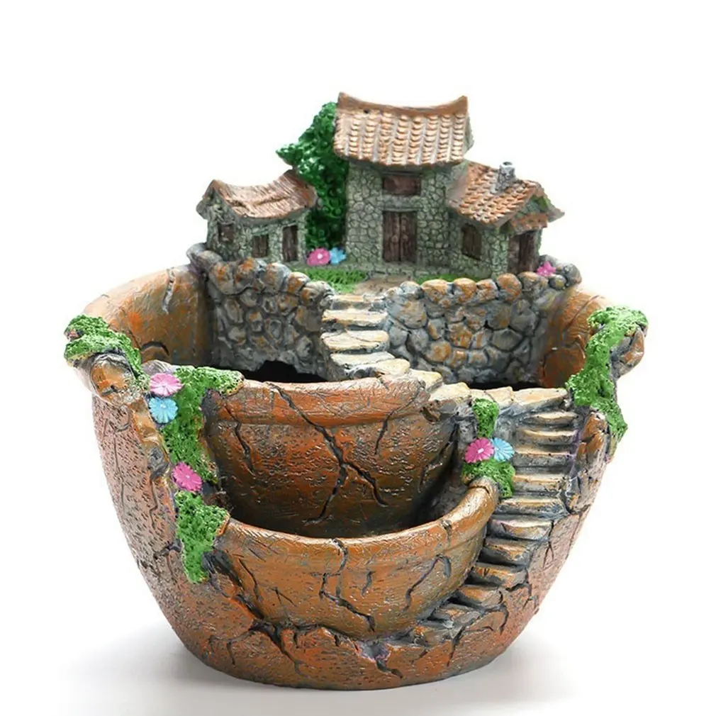 Maceta de flores suculentas de jardín de modelos creativos, macetas de resina de Micro paisaje, artesanías, adornos de escritorio, suministros de decoración de jardín