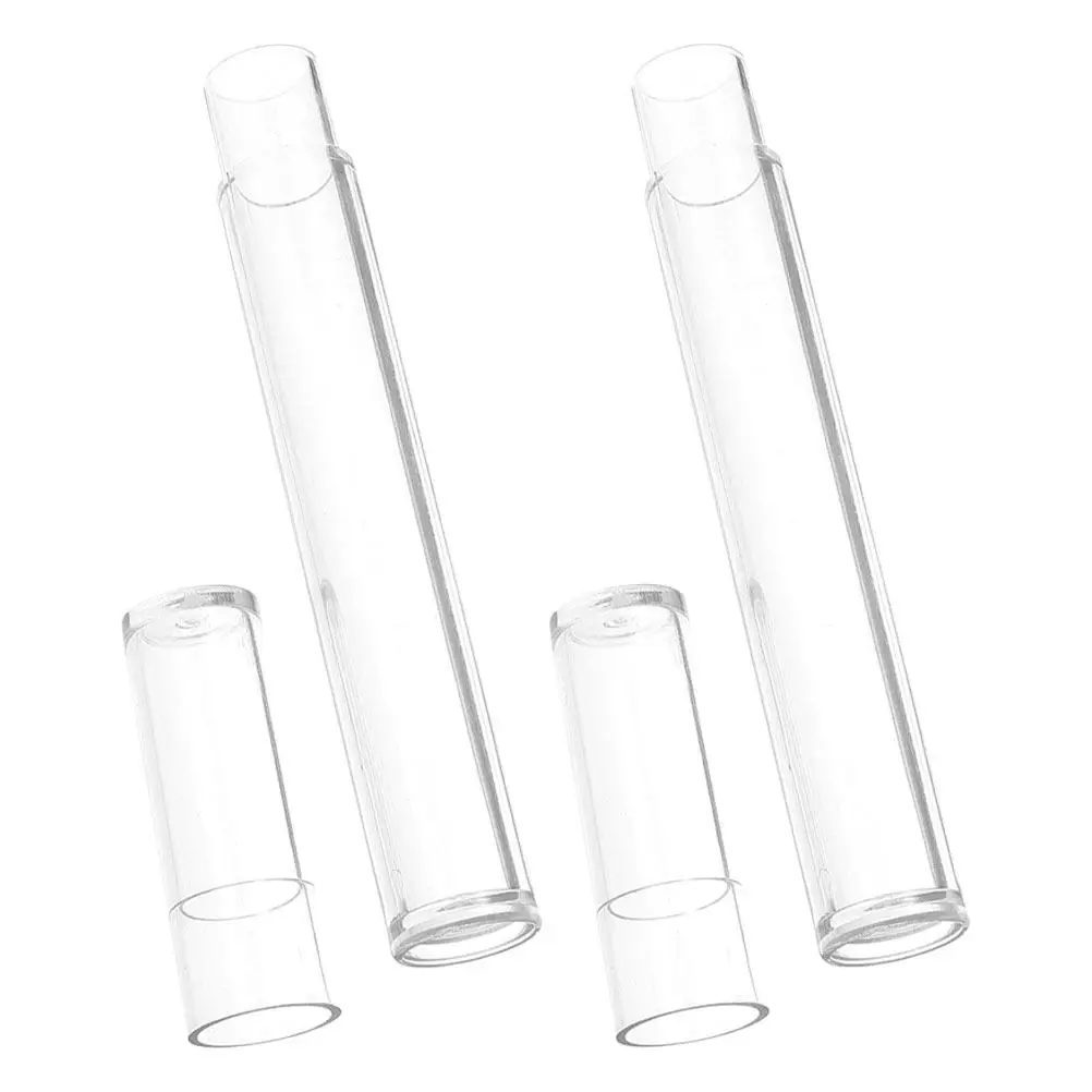 2Pcs Round Clear Plastic Tube Tweezer Storage Holder Portable Eyelash Tweezers Case Travel Small Beads Organizer Container