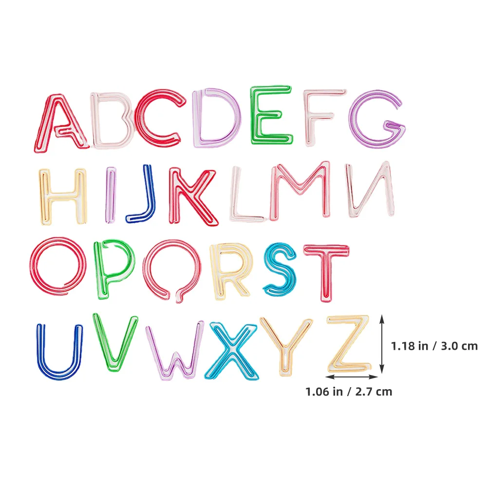 26 قطعة من مشابك الورق الملونة على شكل أبجدي، إشارات مرجعية فريدة من نوعها للوازم المدرسية المكتبية وحاملي مذكرة مزخرفة