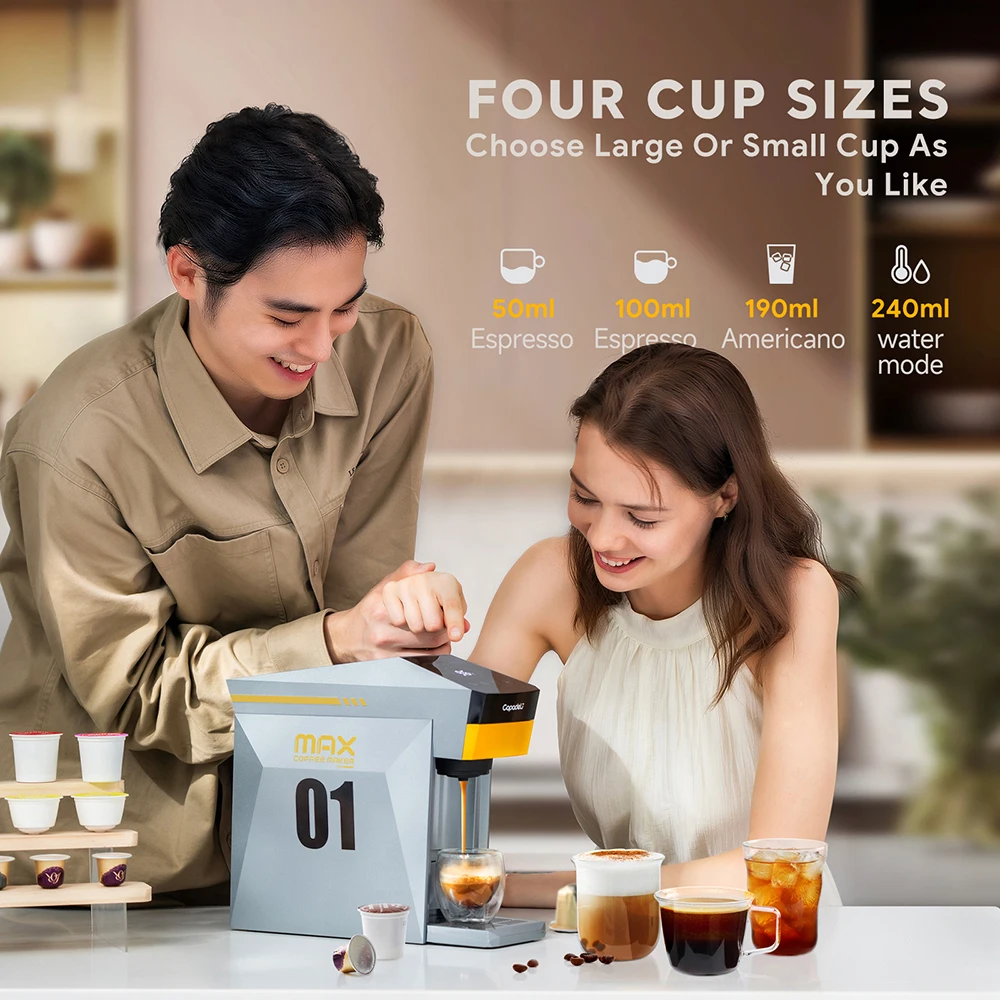 icafilas 5 in 1 Multiple Capsule Coffee Machine DG Cappuccino Nespresso Small Capsule Pod KCUP Ground Coffee Tea Cafeteria 19Bar