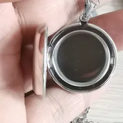 1pc New 10mm Thickness Round Plain Locket Photo Frame Pendant Floating Secret Charms Necklaces Women Girls Memorial Jewelry Gift