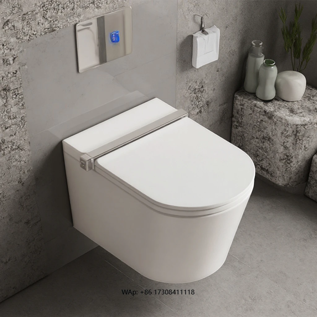 S005 Light Smart Auto Flush Smart Wall-Mounted Toilet with Elongated Bowl APP Controlled Including Seat Heating-a Convenient