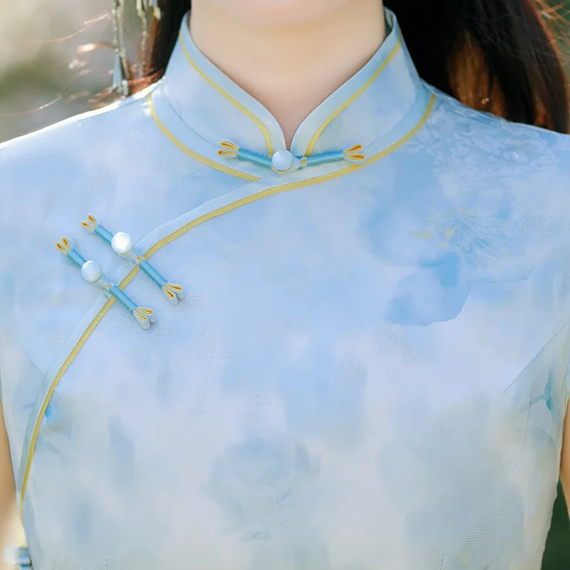 

Yourqipao 2023, новое летнее длинное Ципао в стиле ретро, элегантное Cheongsam с воротником-стойкой, вечернее платье в китайском стиле для женщин, вечерние