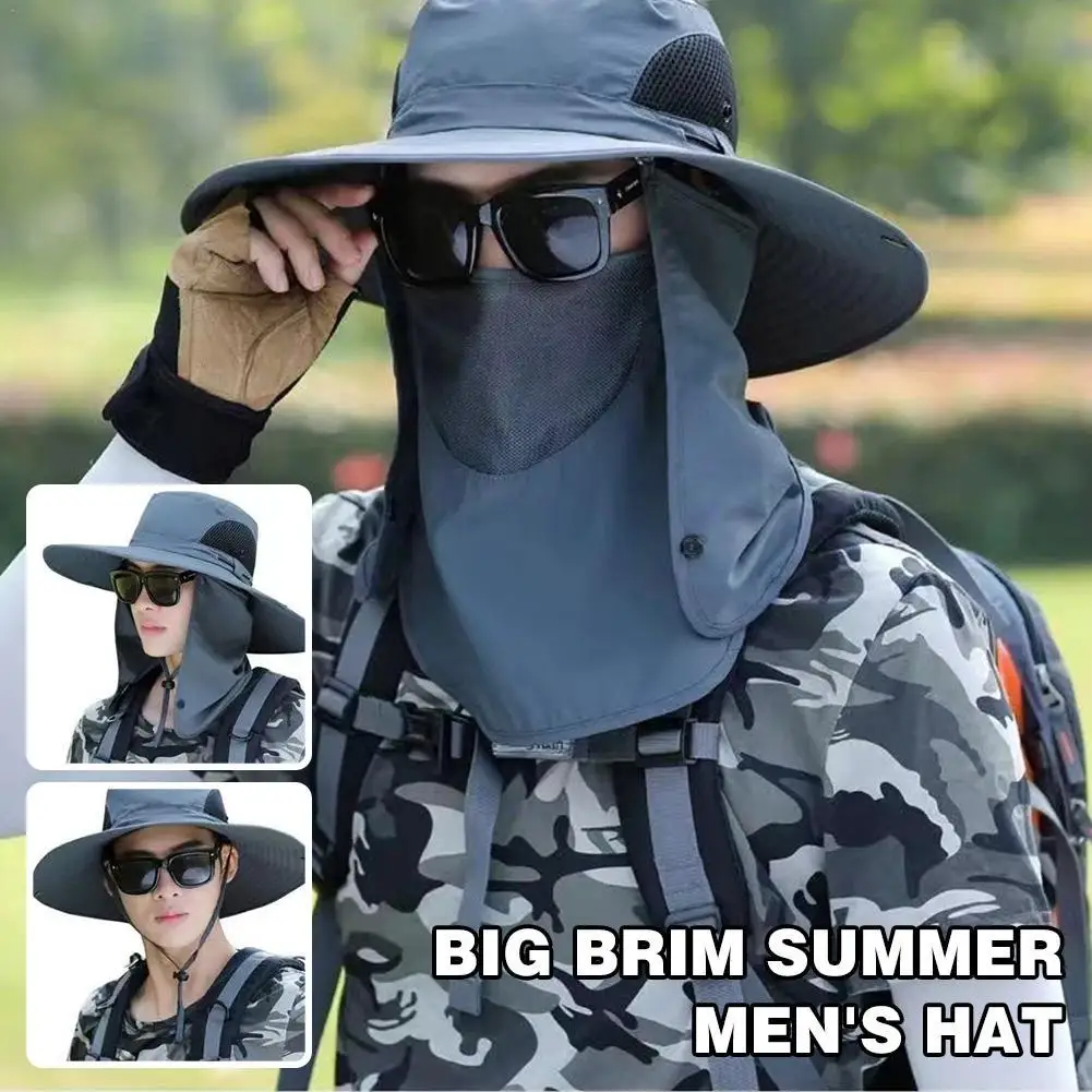 

Outdoor Protective Fishing Hat,detachable Sun Hat,Big Brim Summer Men's Hat,UV Sun Visor