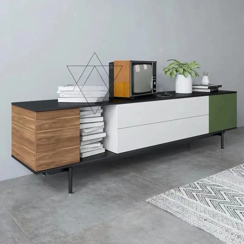 

A Walnut color TV cabinet modern simple paint audio-visual cabinet creative personality
