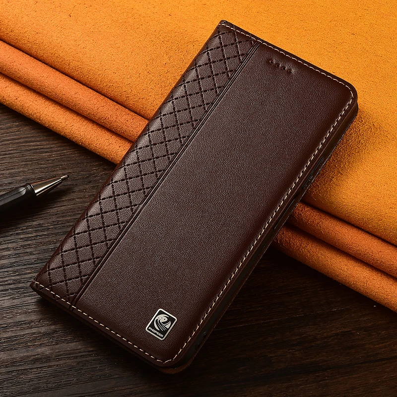 

Napa Inner Grid Genuine Leather Flip Case For Tecno Spark 9 10 10C 20 30 30C 40 40C Pro Plus 4G 5G Cover Cases Scratch Proof