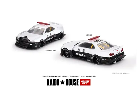 Kaido House+MINIGT 120 스카이라인 GTR R34 Kaido Works V2 에어로 다이캐스트 모델 자동차 Best5