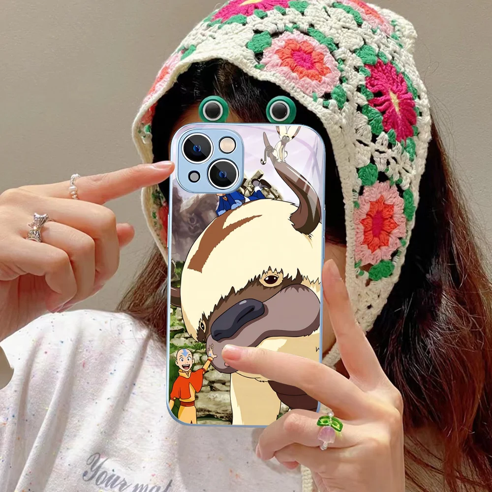 A-Avatar The Last Airbender Appa Yip Phone Case Tempered Glass For iphone 14 13 12 11 Pro Mini XS MAX 14Plus X XS XR Fundas