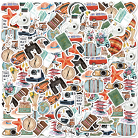 46pcs Vintage Travel Graffiti Decals Decorated Notebook Water Cup Diary Suitcase Guitar Classic Toy DIY Scrapbook Decals