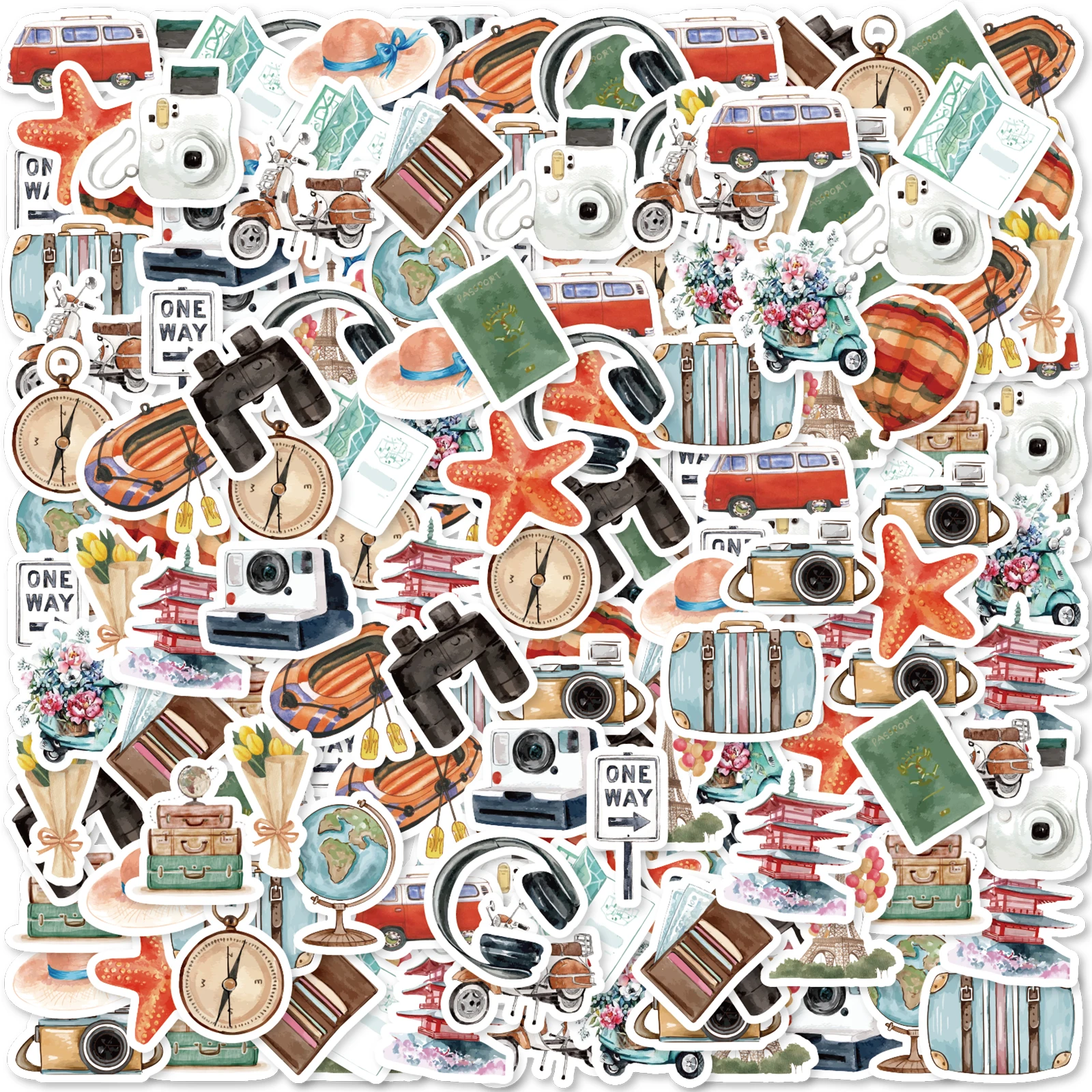 46 sztuk Vintage Travel Graffiti naklejki zdobione notatnik kubek wody pamiętnik walizka gitara klasyczna zabawka album do scrapbookingu DIY naklejki