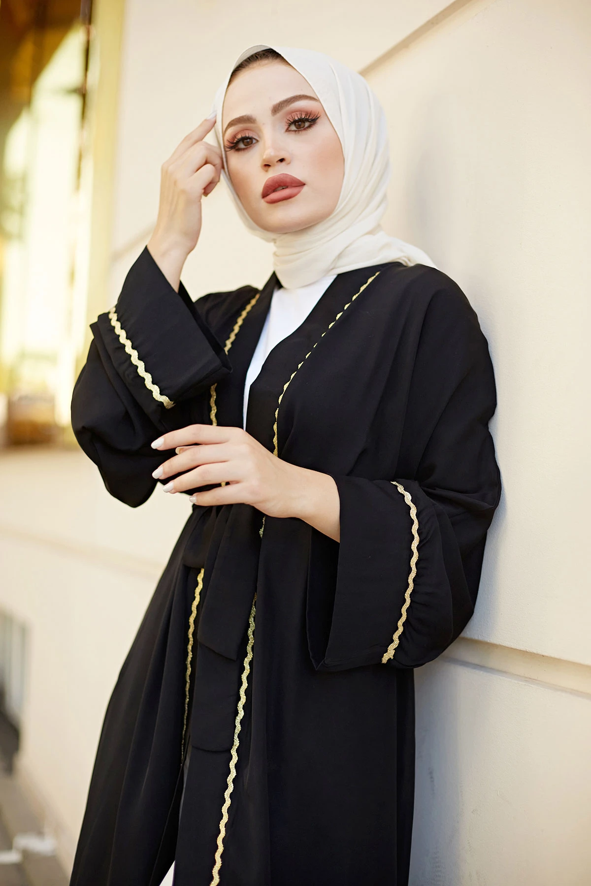 Stripe Abaya-Winter Autumn 2021 Muslim Women Hijab headscarf Islamic Turkey