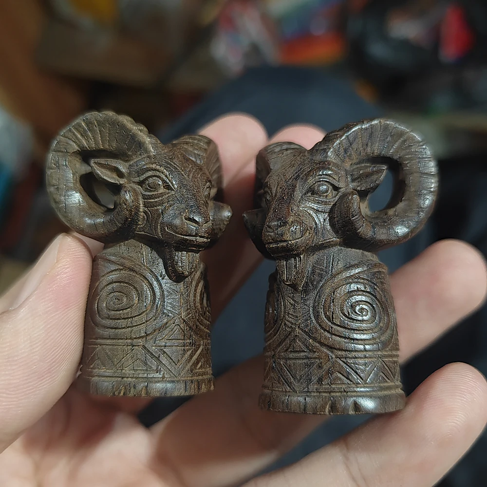 1 Pcs 1.8 Inch Wooden Sheep Totem Figurine Ornament, Hand-Carved, New Chinese Style, Suitable for Holiday Decorations, Creative Desktop Ornaments, Housewarming Gifts, Christmas Gifts, Indoor Decorations, Bedroom, Study Room, Back-To-School Season Gifts