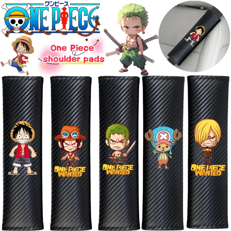 One Piece Luffy Roronoa Zoro Sanji Nami hombrera creativa de alto valor con estampado de dibujos animados conjunto de protección para cinturón de seguridad de coche decoración
