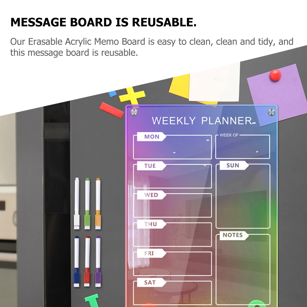 

1 set Magnetic Acrylic Dry Erase Board Set Reusable Smooth Writing Daily Planner Fridge Memo To Do List Wall Mount Kitchen