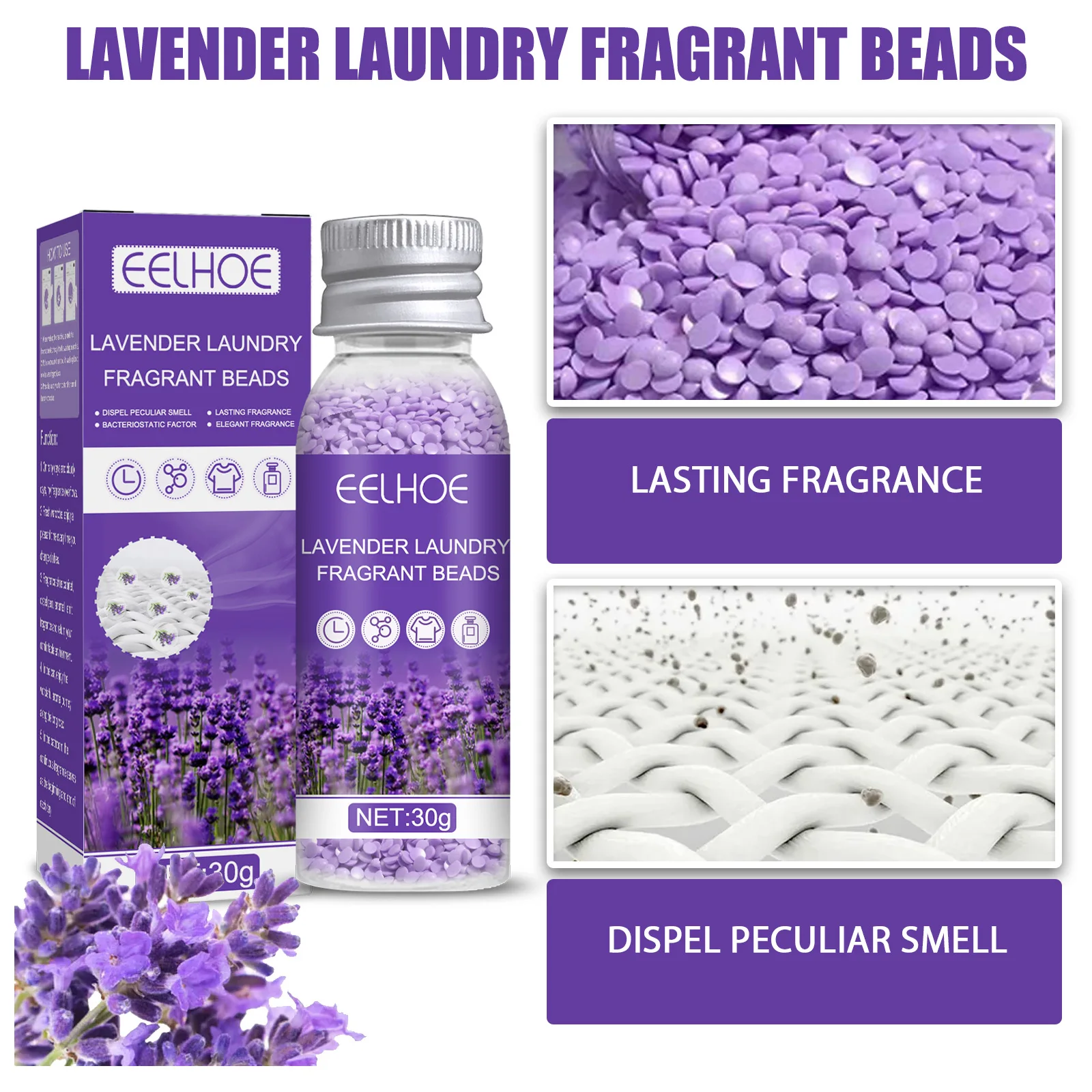 10pcs Lavender Laundry Fragrance Bead Powerful Clothes Underwear Fabric Oil Stain Cleaning Remover Foam Cleaner Scent Beads