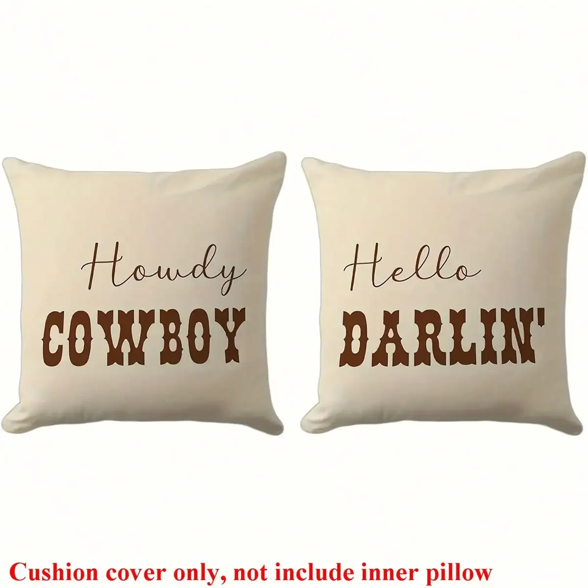 

2pcs Western Cowboy Letter Throw Pillow Covers, 17.7x17.7 Inches - Soft Polyester, Easy Care, No Battery Required, Great For Liv