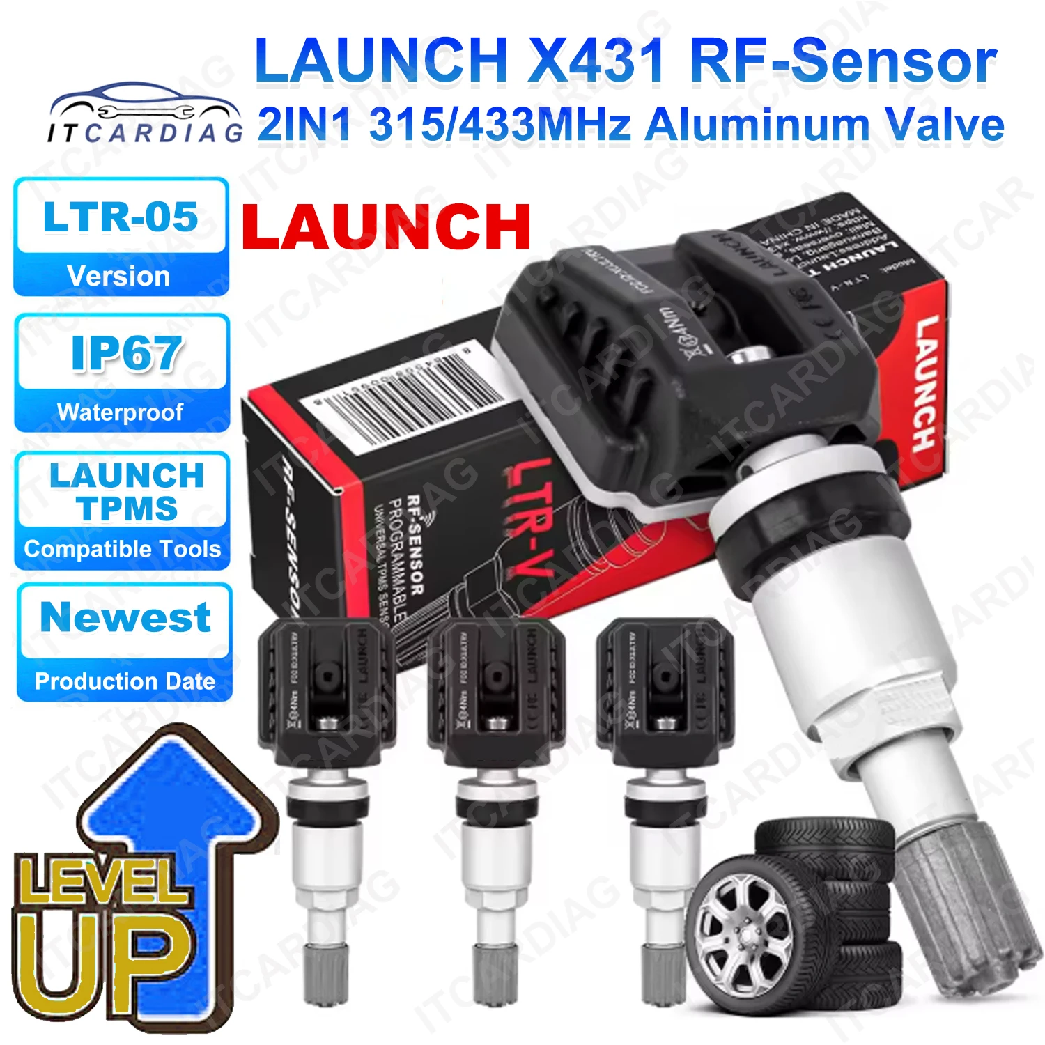 

LTR-05 LAUNCH LAUNCH X431 RF-Sensor 315/433MHz 2 In 1 TPMS Sensor Car Tire Repair Tools Support Tire Pressure Programming Sensor