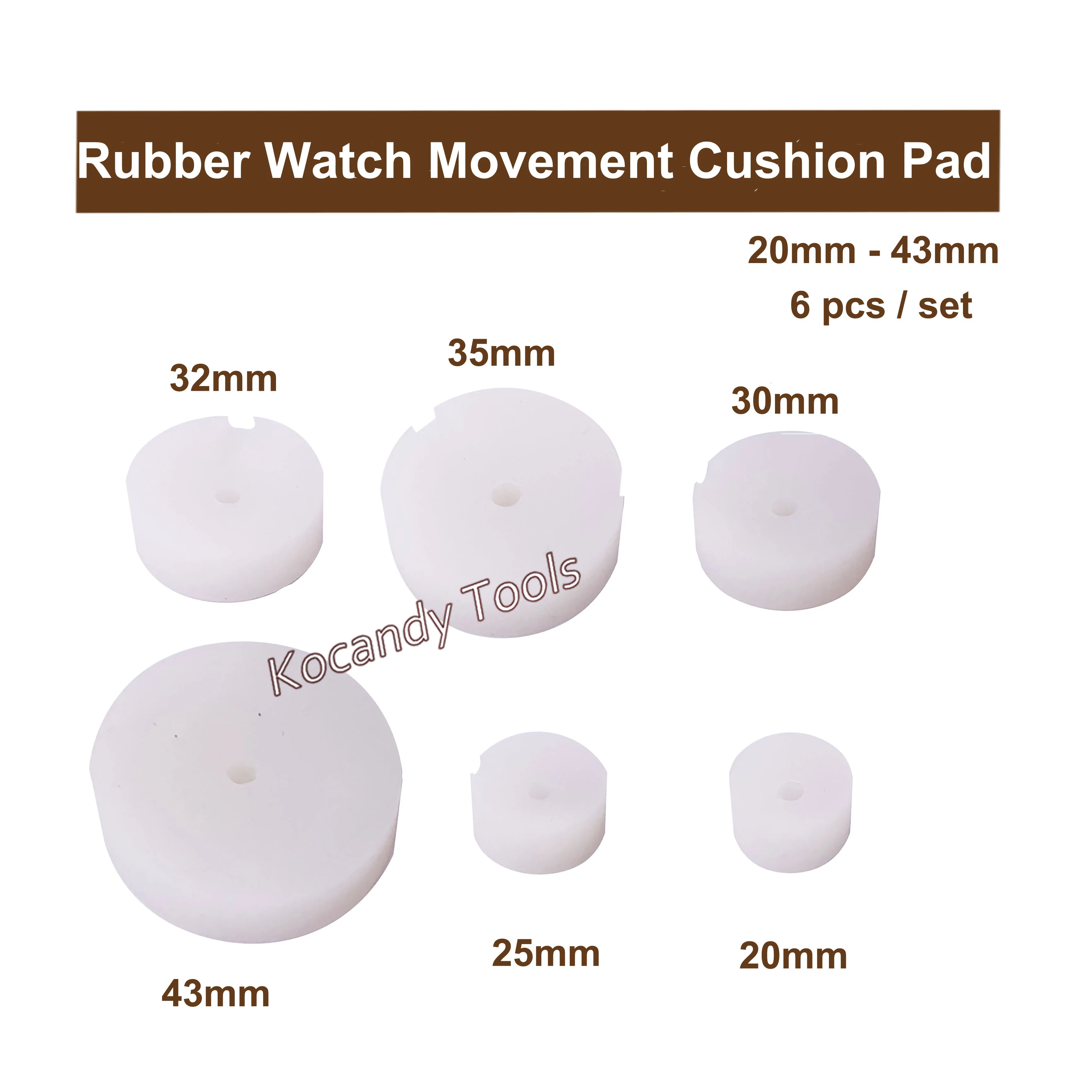 Coussin de protection de mouvement de montre en caoutchouc, 20mm-43mm, 6 degrés d'usure, réparation de montres