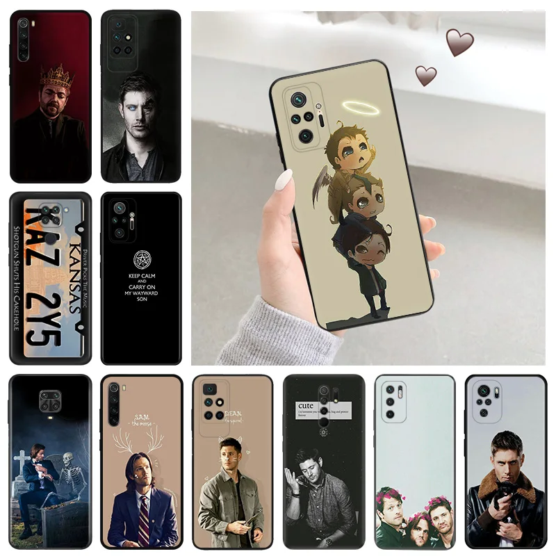 Black Matte Anti-Drop Phone Case For Xiaomi Mi 11 11T 10 T Lite Note 10 Crowley Supernatural Redmi 8 8T 7 K40 Pro K50 K60 Cover