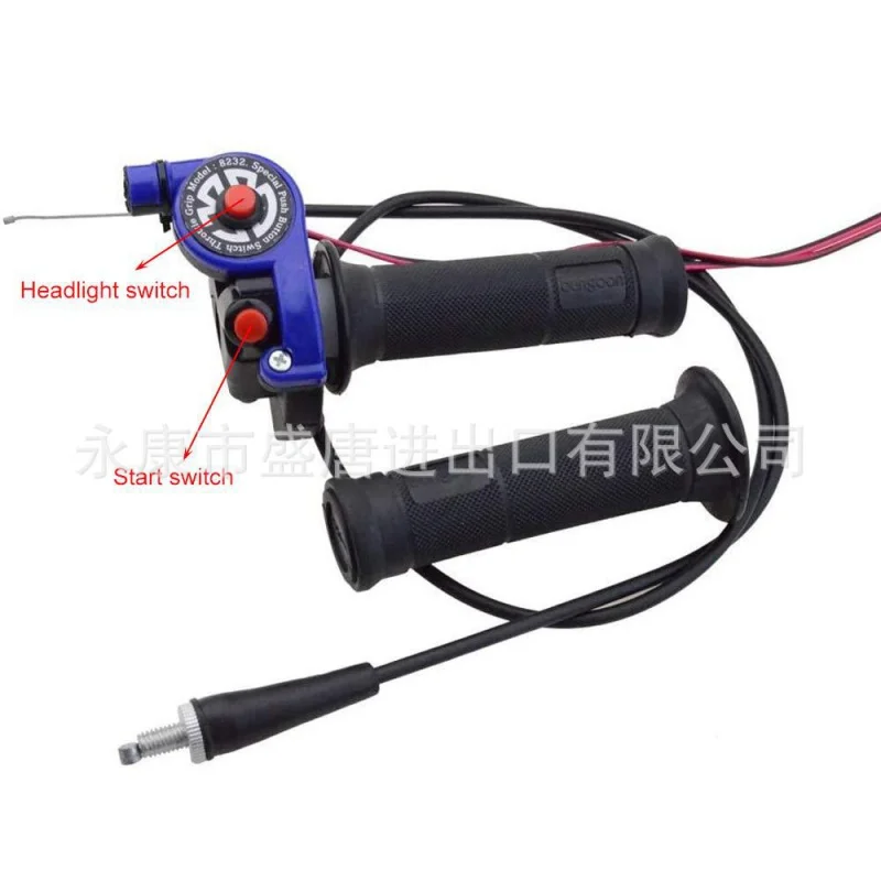 Goofit Blue 22mm Throttle Control Handle Cable with Light Switch Fit All-Terrain Bicycle Go Kart